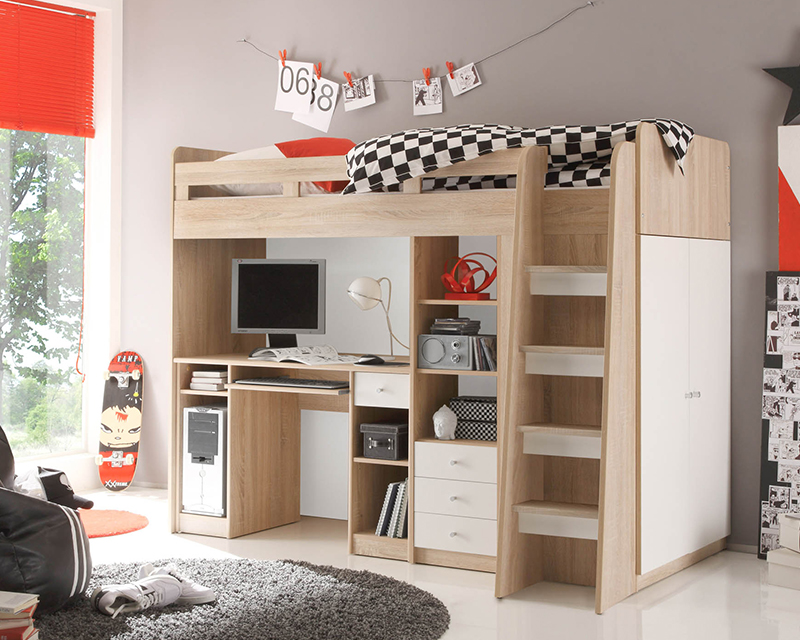 Happy emeletes ágy sonoma/fehér