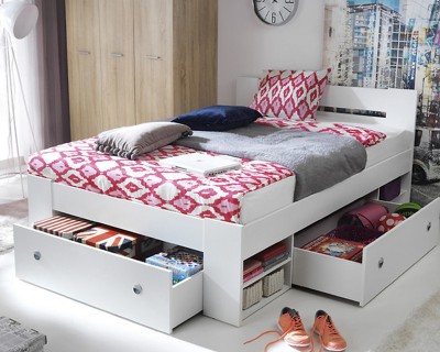 Nepal futonágy fiókokkal fehér 140