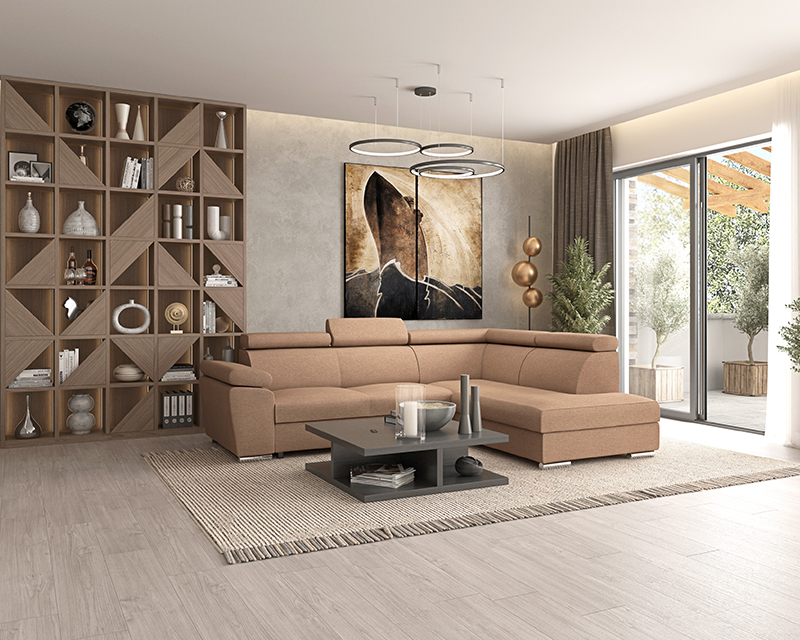 Palermo sarokgarnitúra balos barna