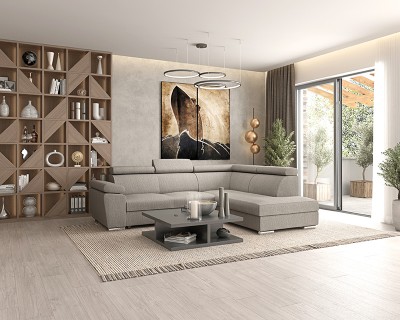 Palermo sarokgarnitúra balos szürke