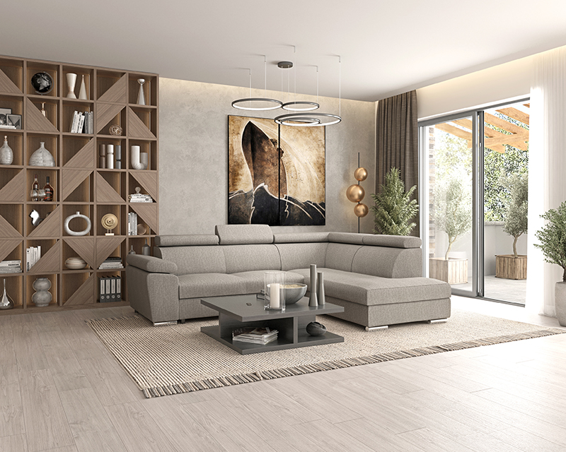 Palermo sarokgarnitúra balos szürke