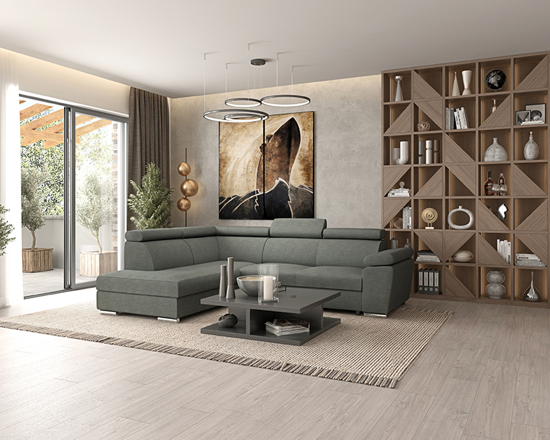 Palermo sarokgarnitúra jobbos antracit