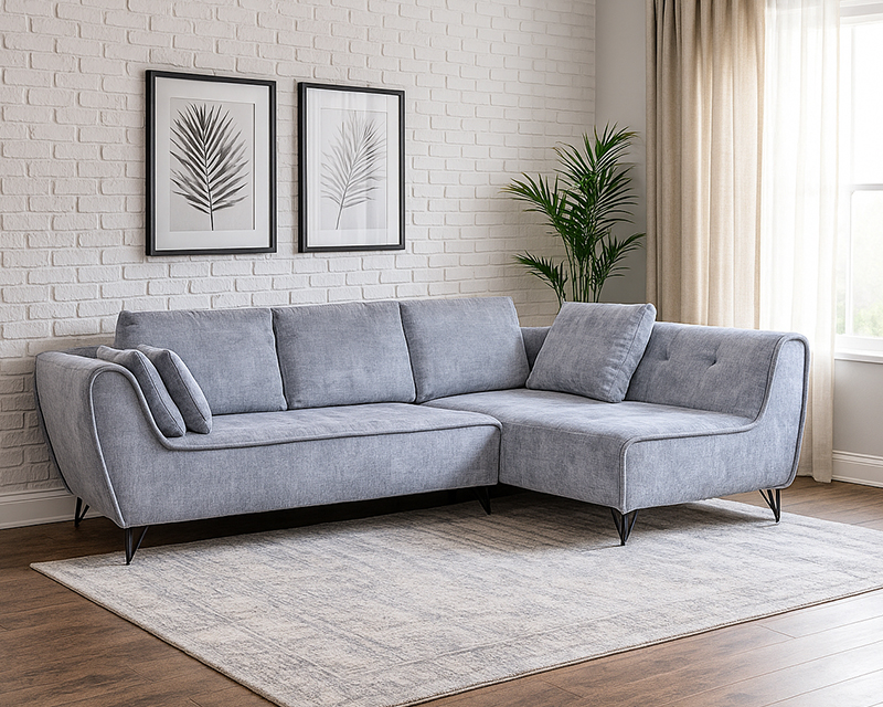 Benny sarokgarnitúra szürkés kék balos