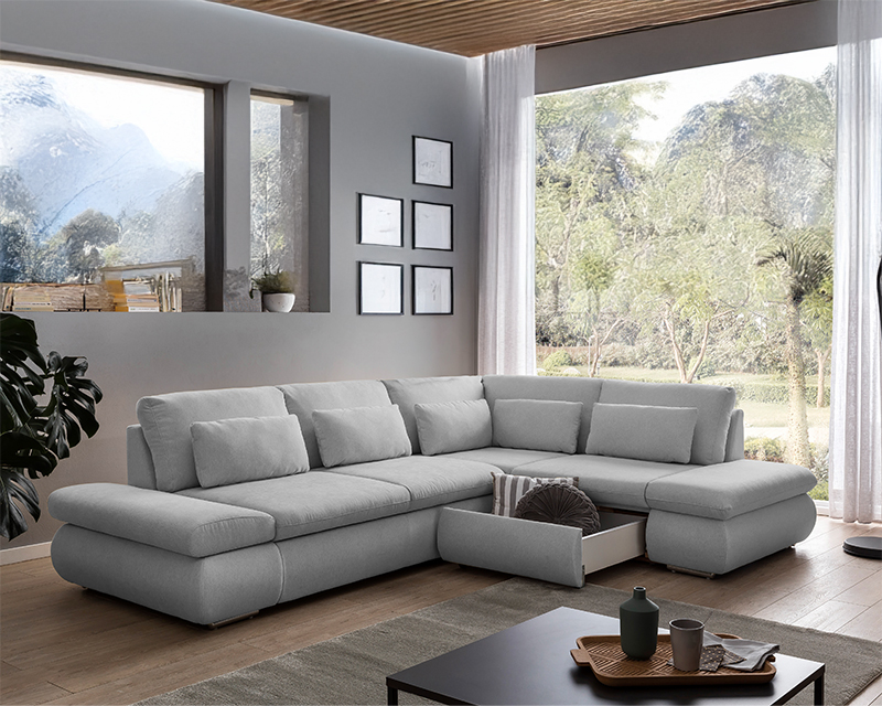 Cosenza sarokgarnitúra balos szürke