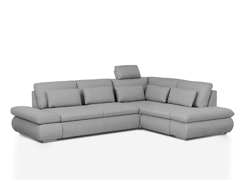 Cosenza sarokgarnitúra fejtámlával balos szürke