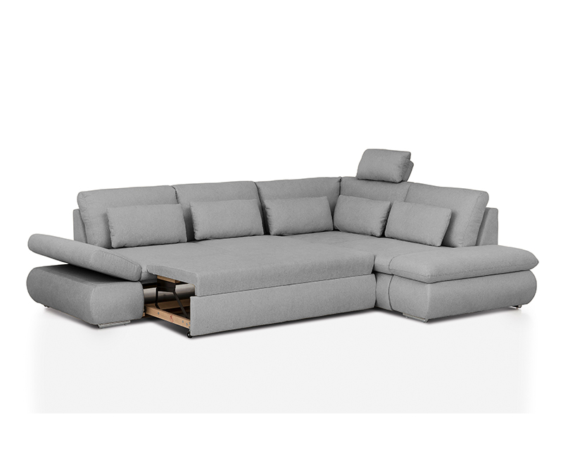 Cosenza sarokgarnitúra fejtámlával balos szürke