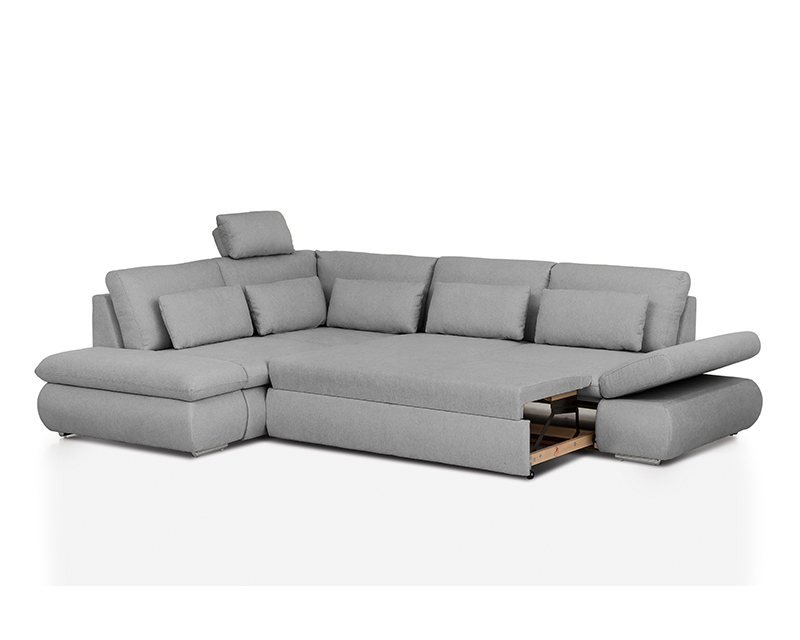 Cosenza sarokgarnitúra fejtámlával jobbos szürke