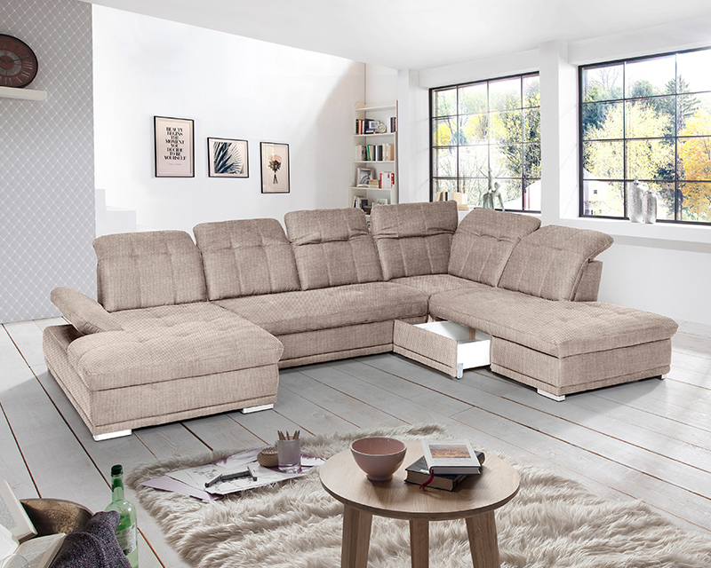 Holly U sarokgarnitúra balos bézs