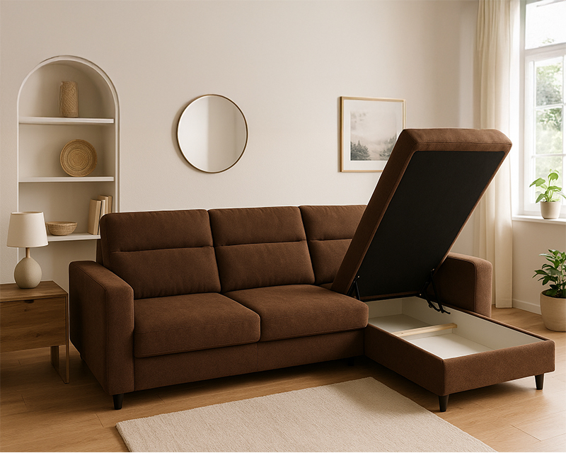 Torremolinos sarokgarnitúra balos barna