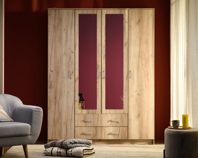 Barcelona 4A2F tükrös szekrény szürke tölgy