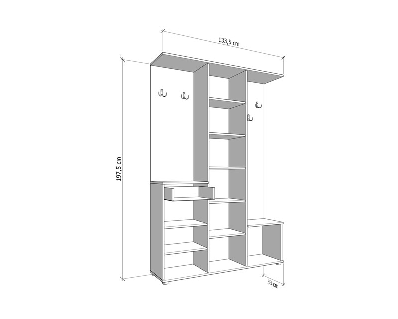 Martyn előszobafal beton / fehér