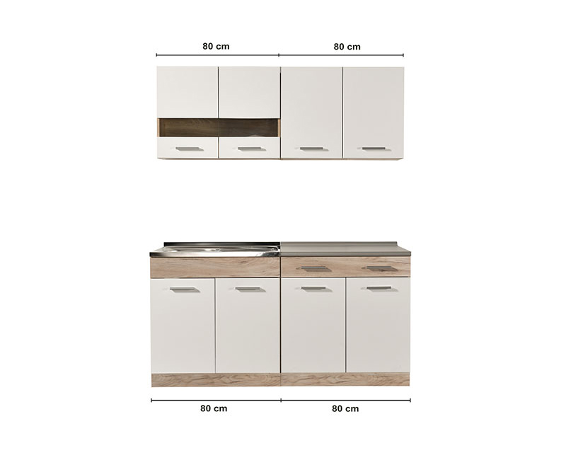 Zaragoza konyhabútor 160 + munkalap szürke tölgy / fehér