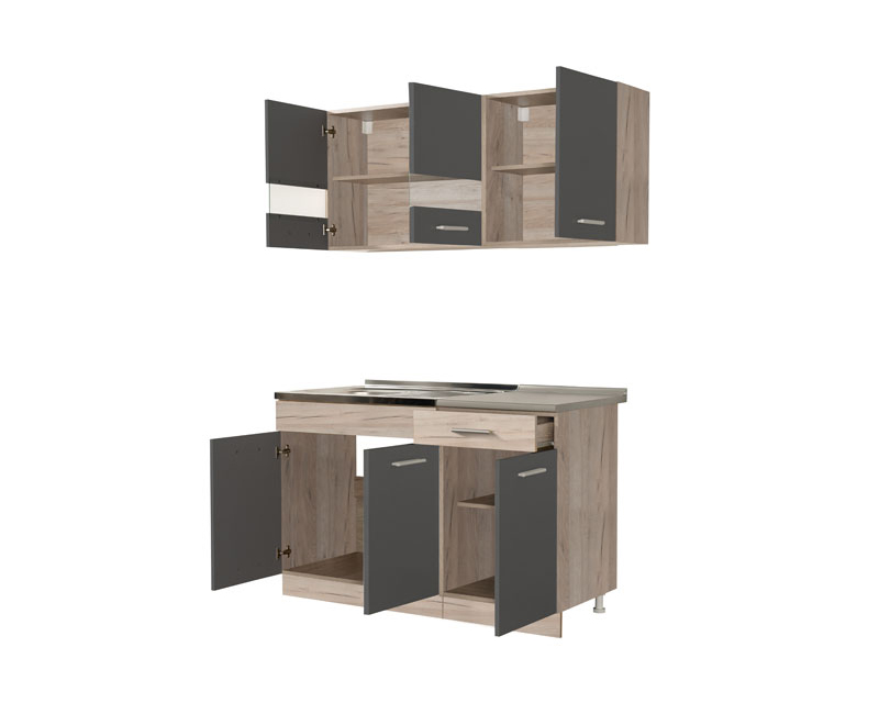 Zaragoza 120-as konyhabútor + munkalap szürke tölgy/grafit