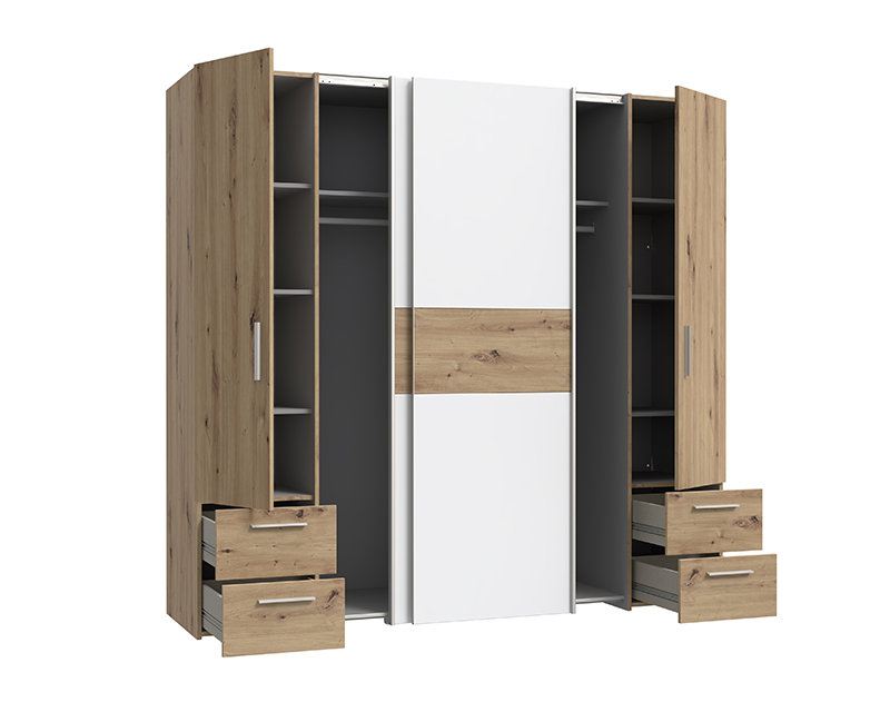 Lyon gardróbszekrény artisan tölgy / fehér