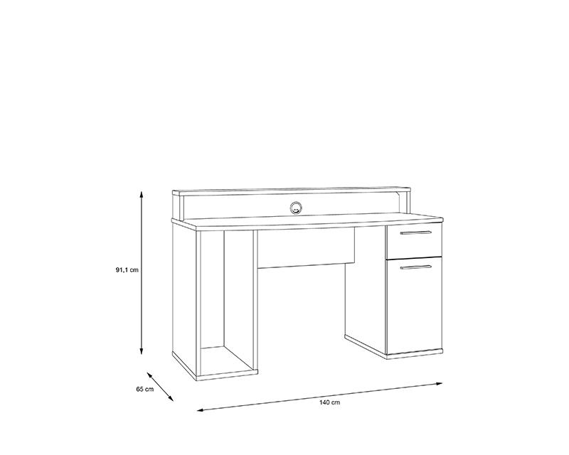 Gamer számítógépasztal + RGB LED világítás matt fekete