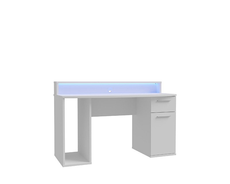 Gamer számítógépasztal + RGB LED világítás matt fehér