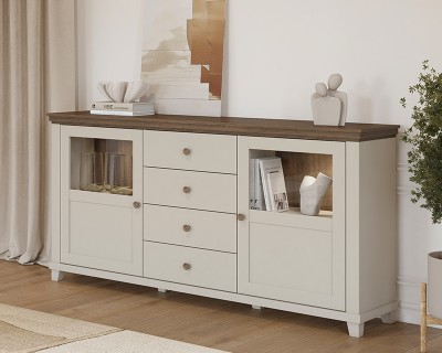 Caprice vitrines széles komód beige