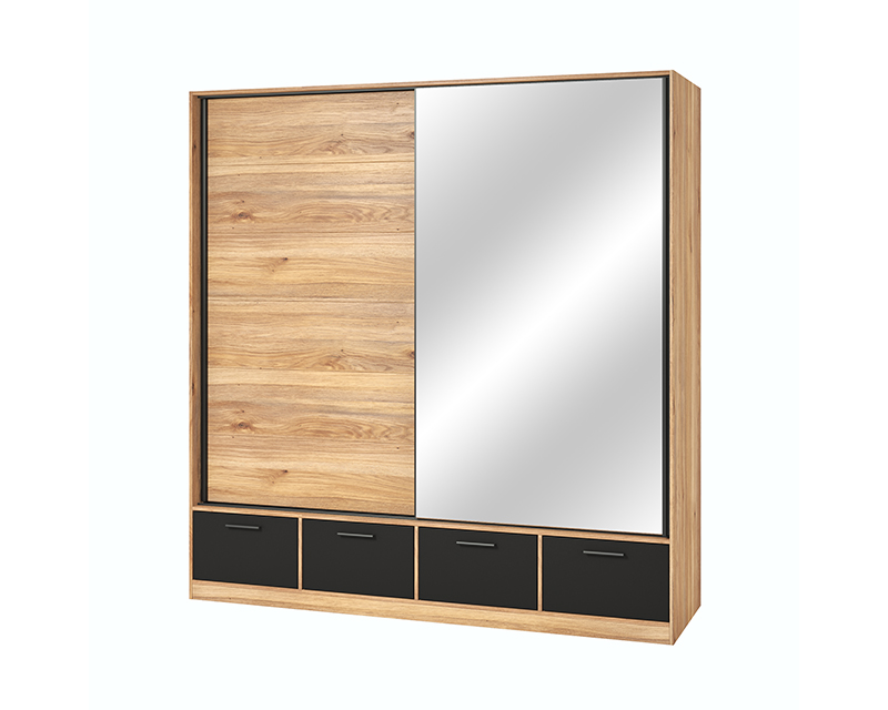 Kendy tolóajtós szekrény 200 mauvella tölgy/tükör