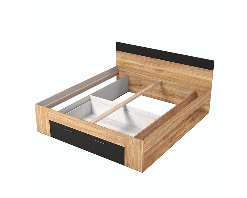 Kendy 180-as ágykeret mauvella tölgy / fekete