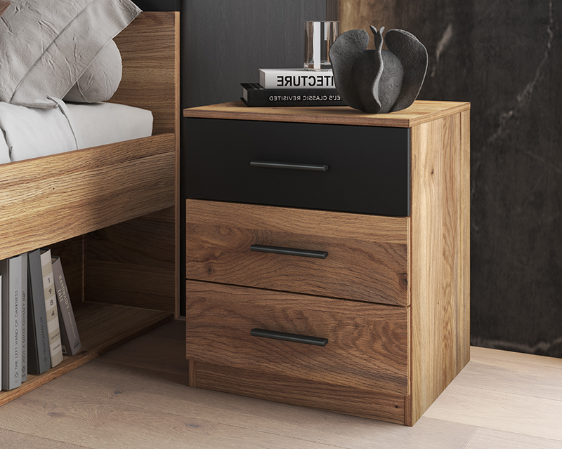 Kendy éjjeliszekrény mauvella tölgy/fekete