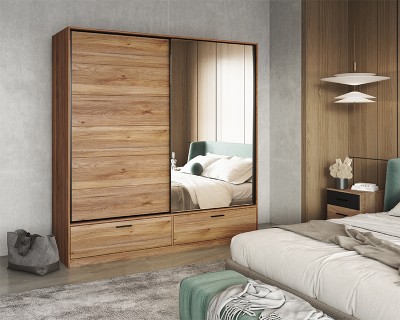 Kendy tolóajtós szekrény 180 mauvella tölgy/tükör