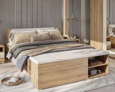 Lille ágyneműtartós ágykeret + ágyrács 160