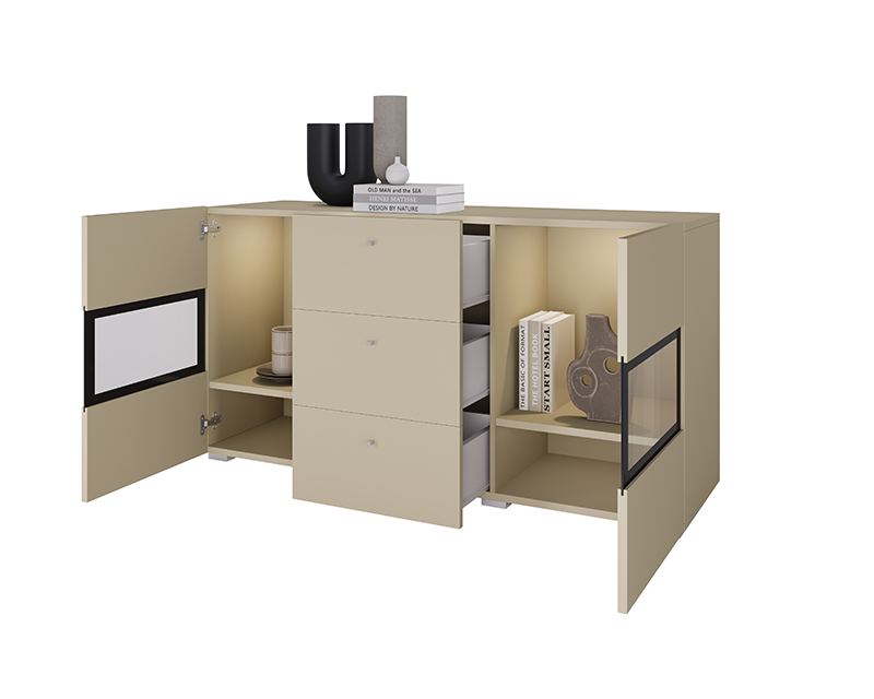 Lorenzo vitrines komód beige