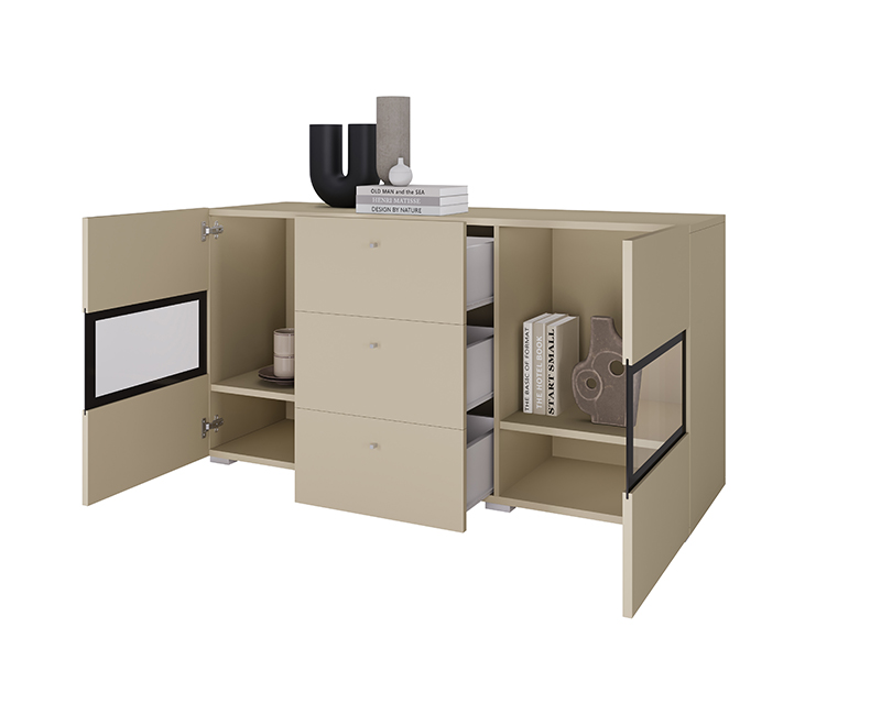 Lorenzo vitrines komód beige