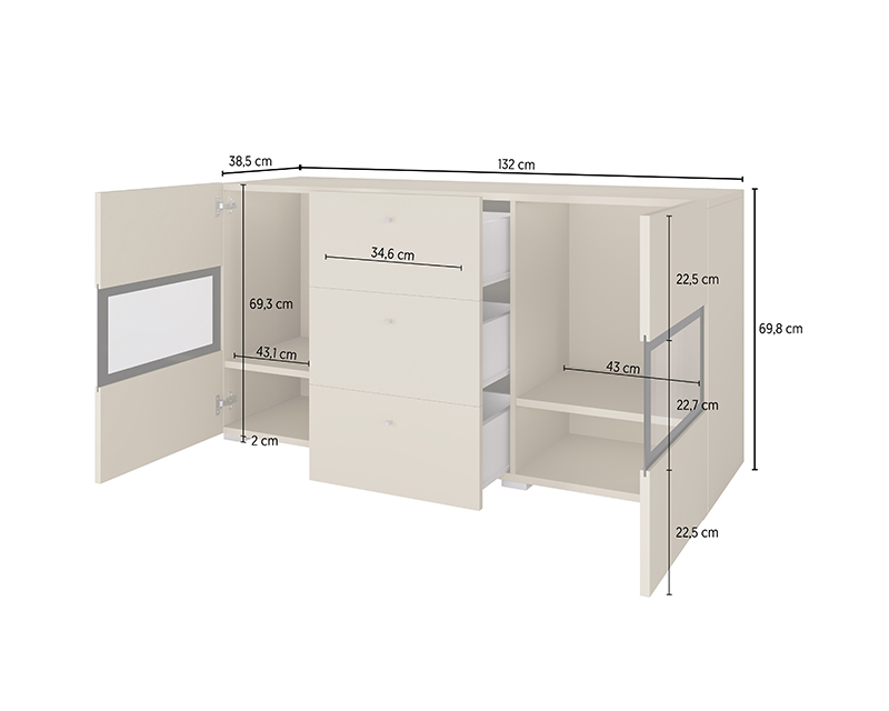 Lorenzo vitrines komód beige