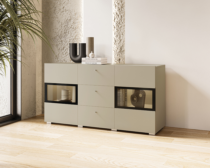 Lorenzo vitrines komód beige