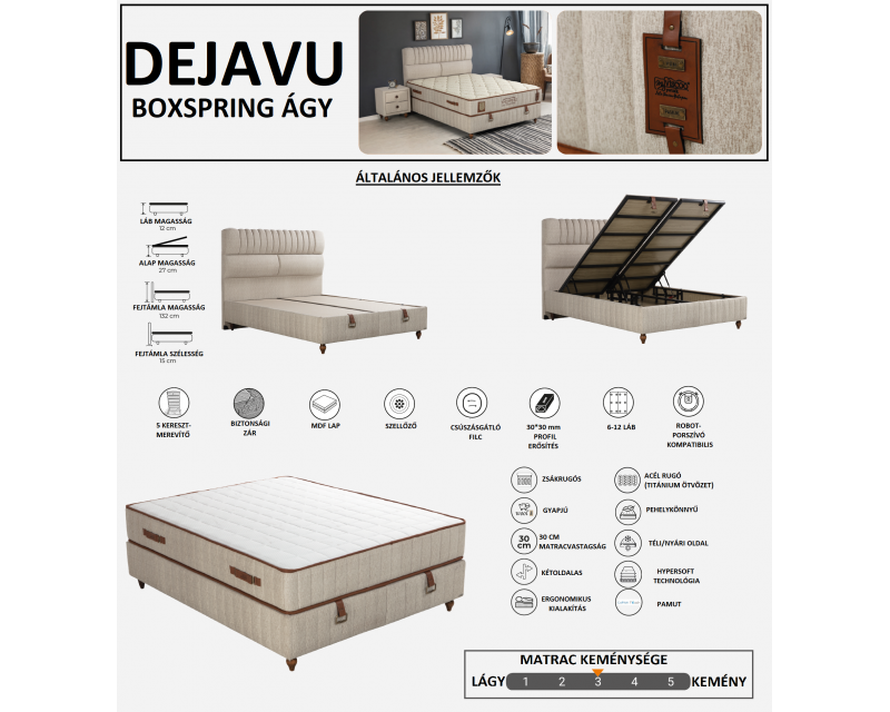 Dejavu boxspring ágy 140