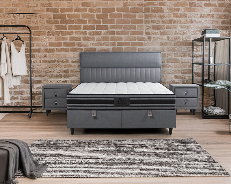 Flora boxspring ágy 140x200 v. szürke