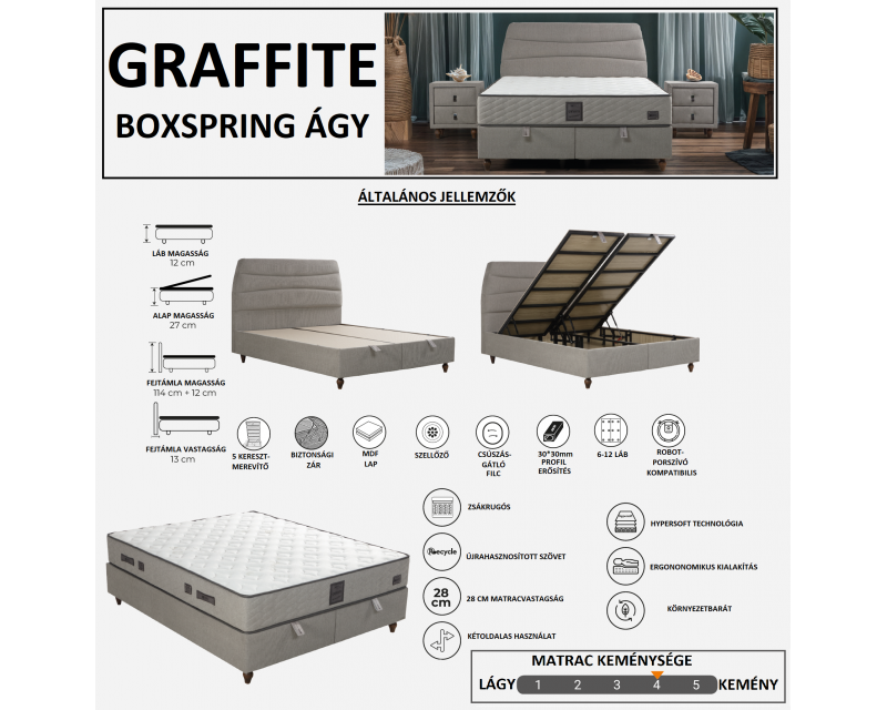 Graffite boxspring ágy 120