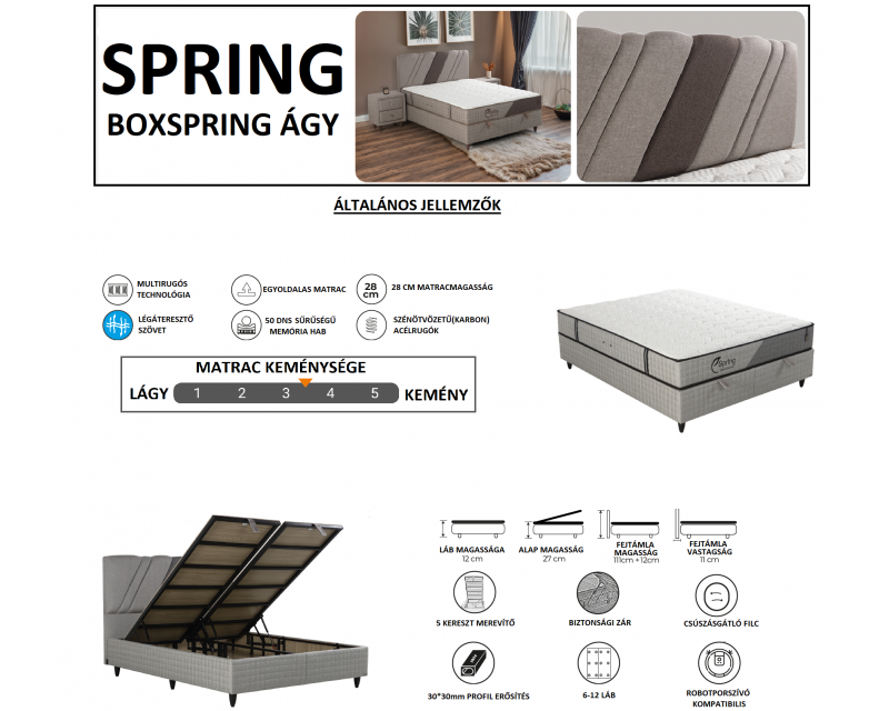 Spring boxspring ágy 120