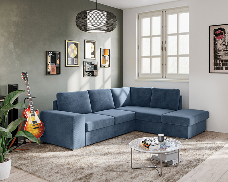 Giovanni sarokgarnitúra balos kék