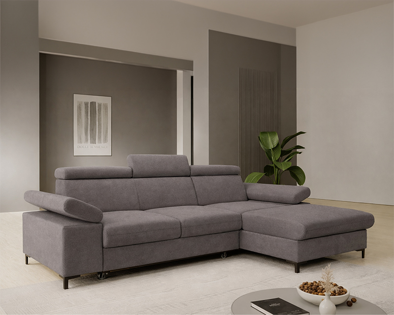 Dolce sarokgarnitúra balos sötét szürke