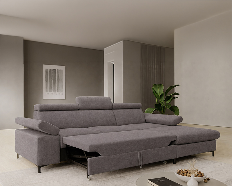 Dolce sarokgarnitúra balos sötét szürke