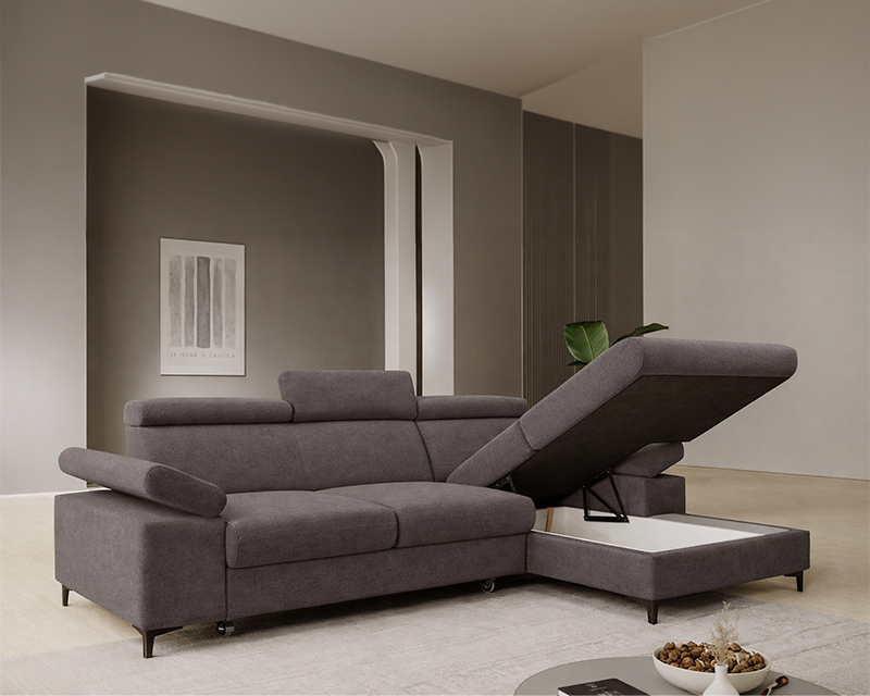 Dolce sarokgarnitúra balos sötét szürke