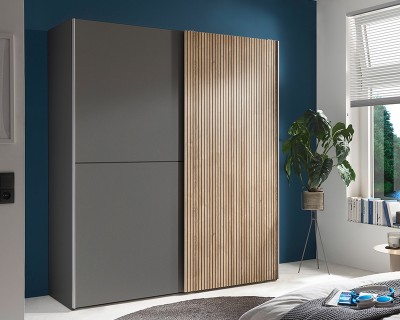 Berlin tolóajtós szekrény grafit / karlstadt tölgy