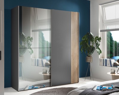 Bertie tolóajtós szekrény grafit / tükör