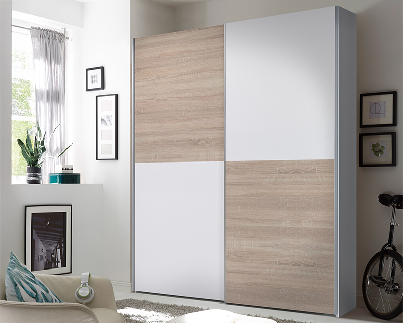 Messina tolóajtós szekrény fehér / sonoma