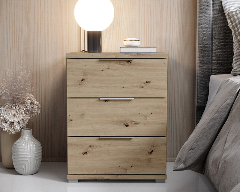 Smile éjjeliszekrény 3 fiókos artisan tölgy