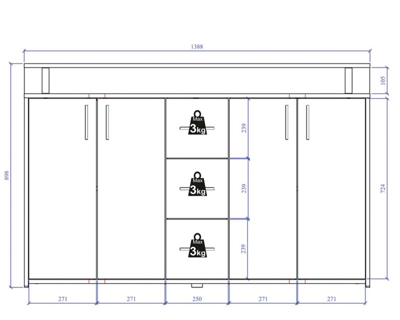 Drift komód artisan tölgy / kaschmir