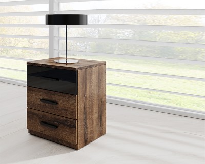 Alex éjjeliszekrény öreg tölgy/magasfényű fekete