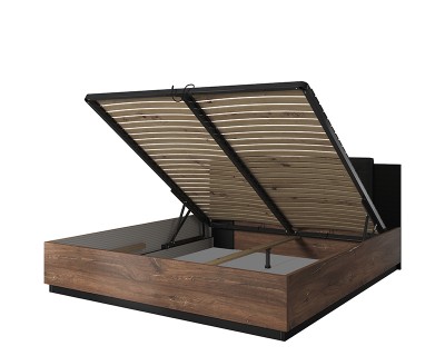 Lucca 180-as ágykeret ágyneműtartós flagstaff tölgy/arany csík