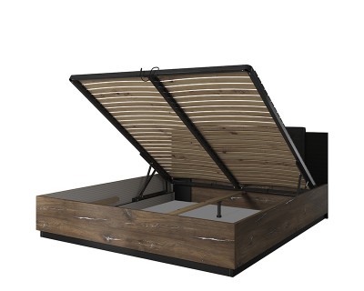 Lucca 160-es ágykeret ágyneműtartós flagstaff tölgy/ezüst csík