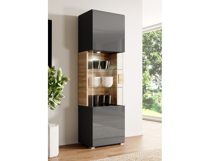 Sevilla 1A keskeny vitrin anthrazit/grandson tölgy