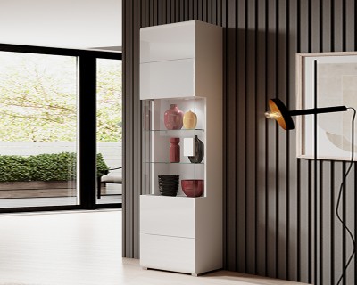 Sevilla 1A keskeny vitrin fehér/f fehér