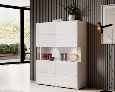 Sevilla 2A vitrines szekrény fehér/f fehér