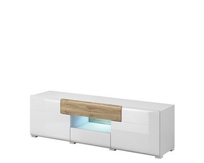 Sevilla keskeny TV komód fehér/san remo